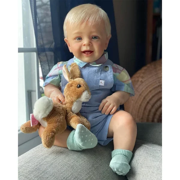 20" Innocent and Cute Cloth Body Toddler Boys Baby Doll Dercy With Blue Eyes and Blond Hair