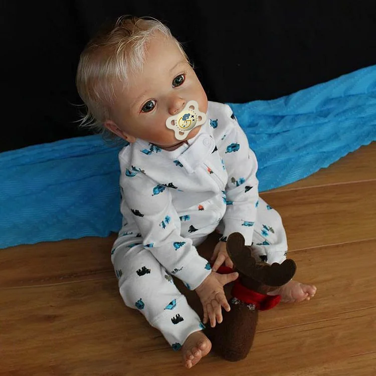 20'' Kids Reborn Lover with Blue Eyes, Lifelike Handmade Soft Touch Body, Weighted Toddler Reborn Baby Boy Fido - Image 2