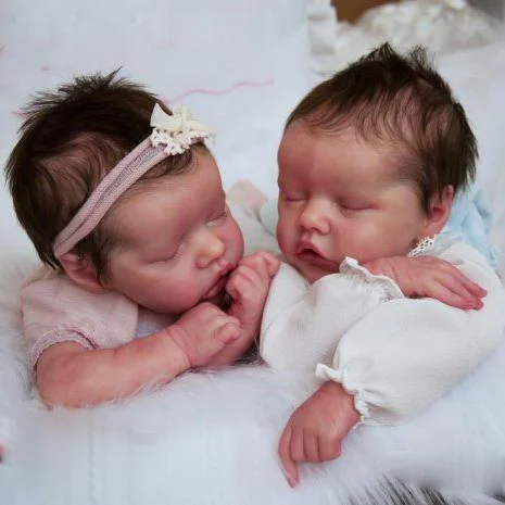 17" Sweet Sleeping Dreams Reborn Twins Boy and Girl Maren and Monica Truly Silicone Baby Doll, Birthday Gift - Image 2