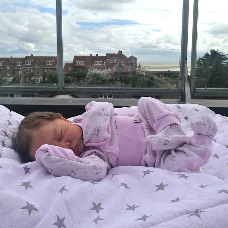 20" Newborn Lifelike Sleeping Full Body Silicone Reborn Baby Doll Girl Josephine Hand-Rooted Brown Hair - Image 2