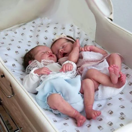 17" Sweet Sleeping Dreams Reborn Twins Boy and Girl Maren and Monica Truly Silicone Baby Doll, Birthday Gift