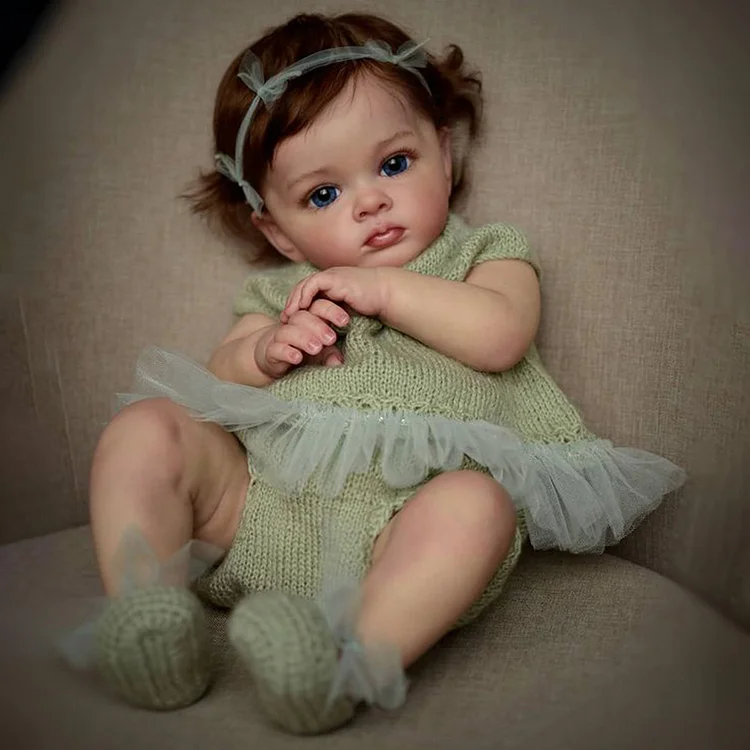 20" Lifelike Baby Dolls Truly Real Lifelike & Realistic Weighted Toddler Handmade Brown Hair Baby Sunnin - Image 2