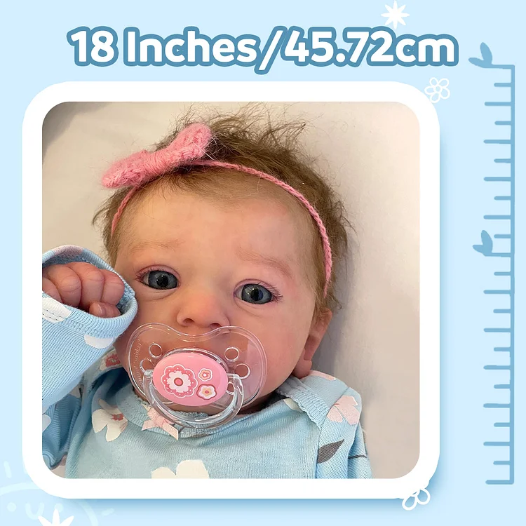 18" Real Lifelike Cute Eyes Opened Reborn Newborn Doll Girl Named Sum With Blue Eyes - Image 2