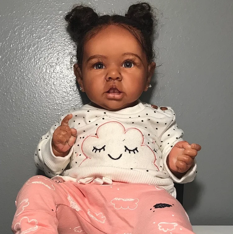 Black Reborn Girl Annie 20" Handmade Soft Weighted Body Silicone Reborn Toddlers Cute Lifelike Girl Doll