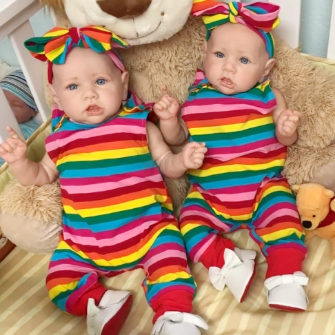 20'' Twin Sisters Kids Reborn Lover Toddler Baby Doll Girl,Quality Realistic Handmade Babies Dolls with Blue Eyes Veda and Sariah